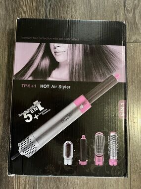 New! HOT Air Styler 5-in-1 Pink and Silver Hair Tool